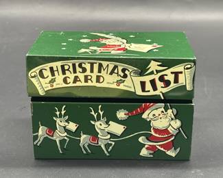 Santa Christmas Card List Card File Box