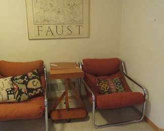 Pair of MCM Tubular chrome sling chairs.