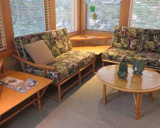 Amazing original 1936 Heywood Wakefield bamboo set. Reproduction 1936 cushions but original 1936 cushions will be given with the set.