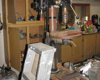 drill press, step ladder