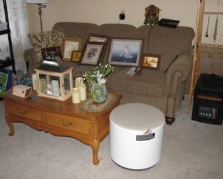 Couch that matches loveseat, coffee table rocking stool