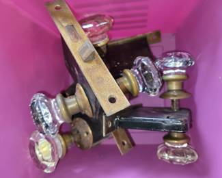 Vintage glass & Grass Door knobs