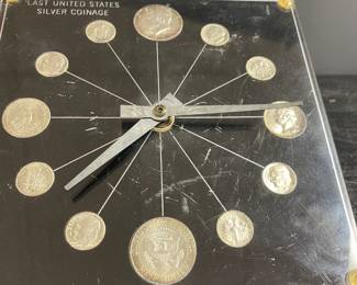 SILVER COINS IN CLOCK