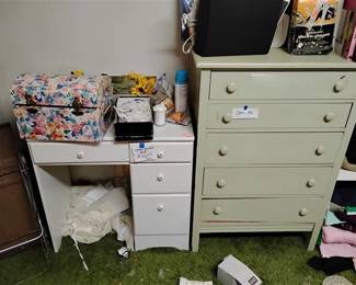 Today's price green dresser $17.00.  White desk $5.00