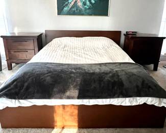 Queen size platform bed and mattress