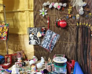 Christmas Ornaments, Lights, Belts, Halloween items, Canisters 