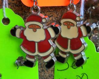 Hand painted enamel Santa Earrings
