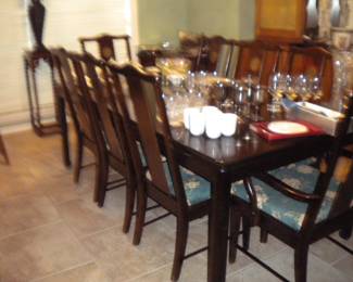 Aisian inspired dining table and 10 chairs