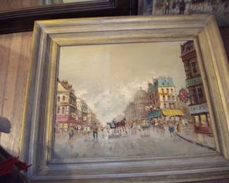 Vintage framed canvas