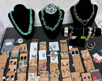 Silver jewelry, turquoise, etc.