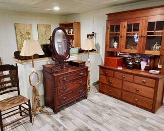 Antique Lincoln/Wishbone dresser & Antique cupboard