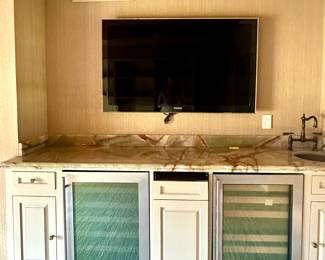 Wet Bar with Pair of Wine / Beverage Centers, Ice Maker, Bar Sinkn & Faucet