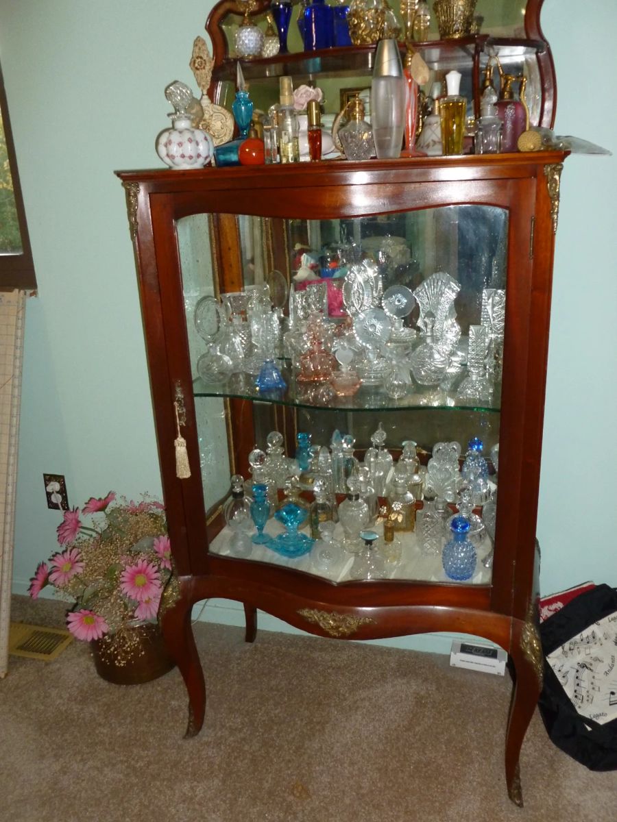 Fabulous Antique Vitrine Cabinet w/top shelf & mirror