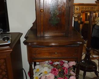 Amazing Antique Telephone Table w/Painted Box