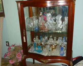 Fabulous Antique Vitrine Cabinet w/top shelf & mirror