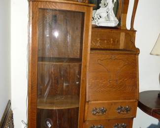 Antique Oak Display Cabinet/Secretary