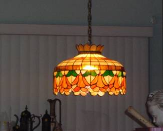 Another leaded glass light fixture