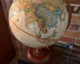 Classic vintage globe on wooden base