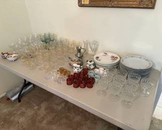 Glassware & China Collection: Lovely assortment of vintage glassware, stemware, and dish sets — perfect for entertaining or display.