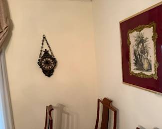 Vintage Wall Clock & Framed Artwork