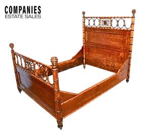 R. J. Horner Faux Bamboo Bed Crafted in Birds-Eye maple