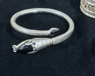 Sterling & Black Onyx wrapped around snake 