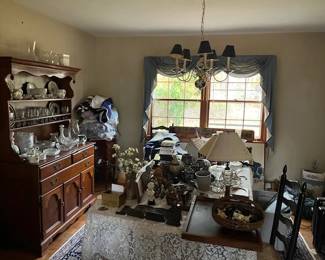 Hutch, china art and collectable items. Hutch. Occasional chairs,lamps,display cabinets.