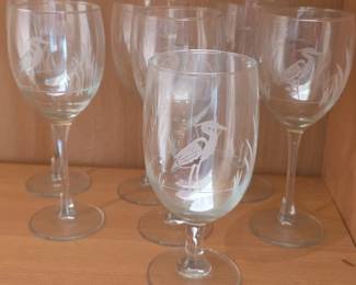 Set of etched stemware