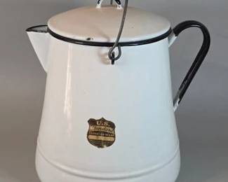 U.S. Standard Enameled Ware large coffee pot