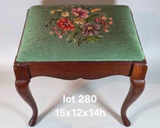Vintage needlepoint foot stool