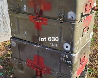 Metal Army surplus storage containers