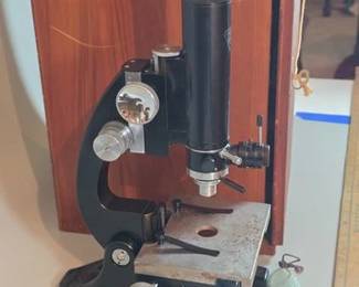 Bausch and Lomb microscope with different lenses and carry storage box