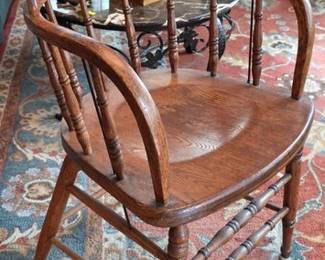 Antique oak captain's chair