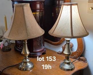 Pair of gold base table lamps
