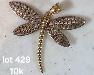 10K gold dragonfly pendant