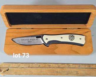 Department of Game and Inland Fisheries collectors buck knife in case, one of many collectors' knives in auction 
