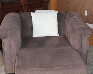 Chair D-41” H-27” W-49” Ottoman W-32” D-22” H-17”