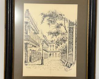 Matted and Framed "Pirate's Alley" - Marcella Packard, New Orleans
