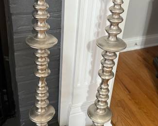 Pair of Silver-Tone Candlesticks
