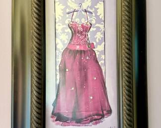 Framed Art, Featuring a Pink Evening Gown on a Hanger - M. Light