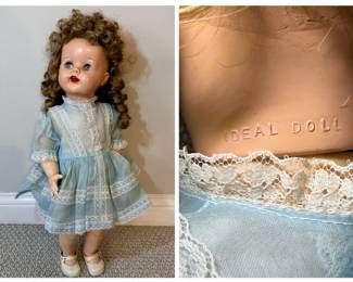 Vintage Doll in Blue Dress, Ideal Doll