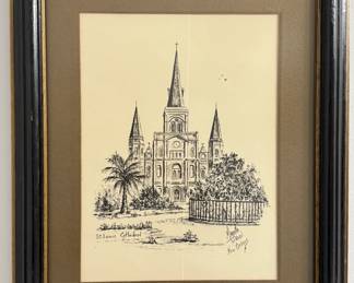 Matted and Framed "St Louis Cathedral" - Marcella Packard, New Orleans