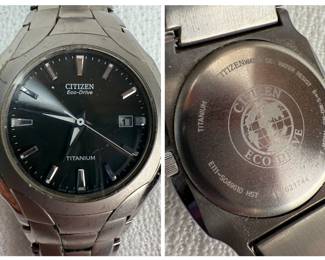 Citizen Eco-Drive Titanium Wristwatch with Black Dial and Date Display