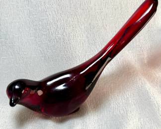 Fenton Red Glass Bird Figurine - "Happiness Bird"