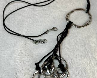 Costume Metal and Leather Necklace