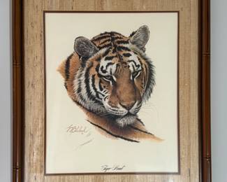 Matted and Framed "Tiger Head" - Guy Coheleach