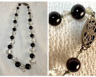 Onyx and Glass Bead Necklace