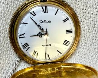 Sutton Quartz Pocket Watch with Roman Numerals