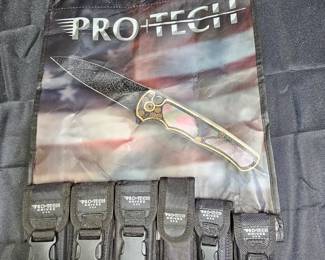 6 Pro-Tech Black Woven Nylon Knife Cases + Bag