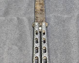 Bear Butterfly Knife Large Tanto Damascus Blade
